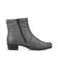 Mondgraue Rieker Damen Stiefeletten Y0741-45 mit Reißverschluss sowie Blockabsatz. Schuh von hinten