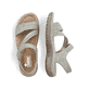 Grüne vegane Rieker Damen Trekkingsandalen 64870-52 mit einem Klettverschluss. Schuh von oben, liegend.