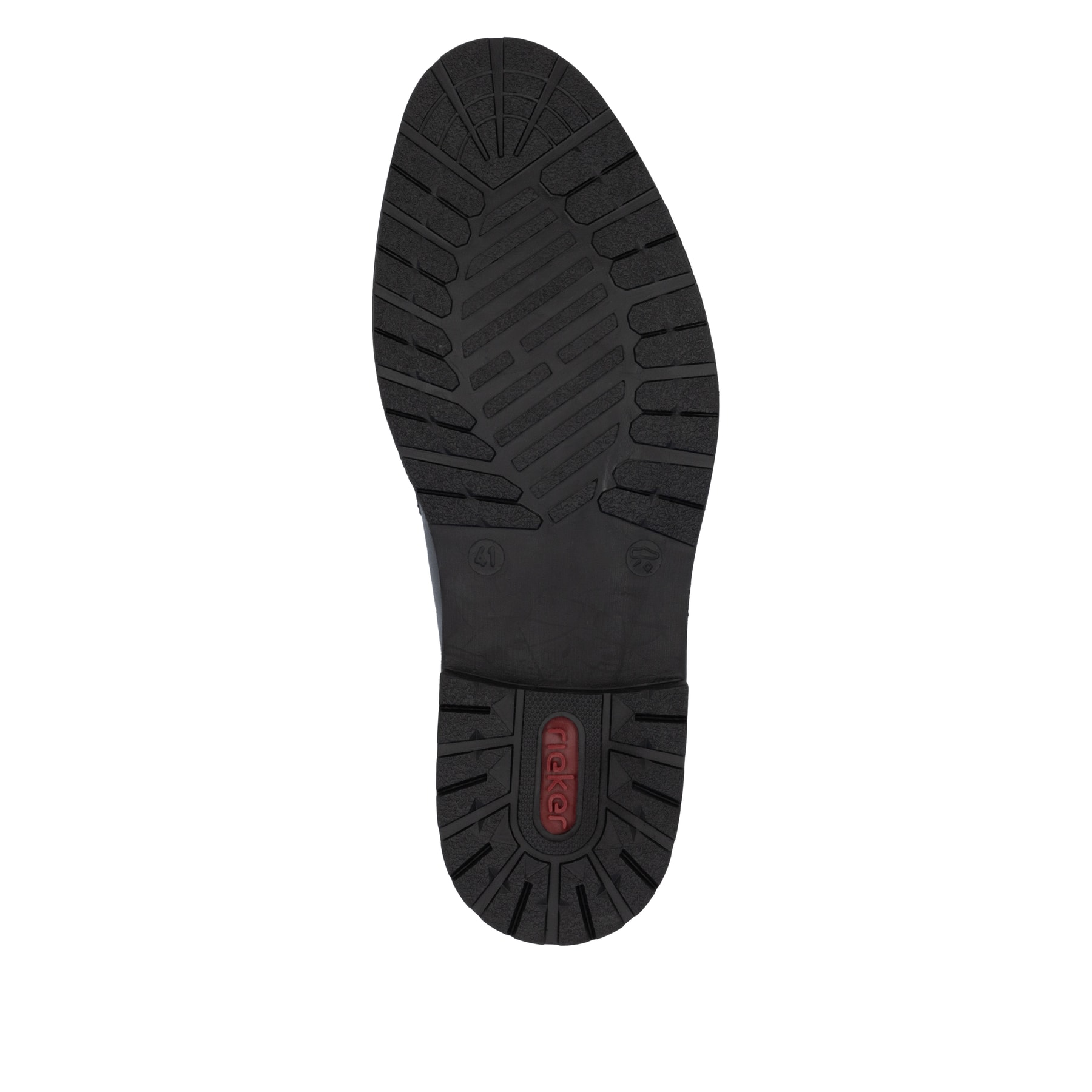 Chaussures à lacets Rieker noires pour hommes 14603-00 en cuir lisse. Semelle extérieure de la chaussure.