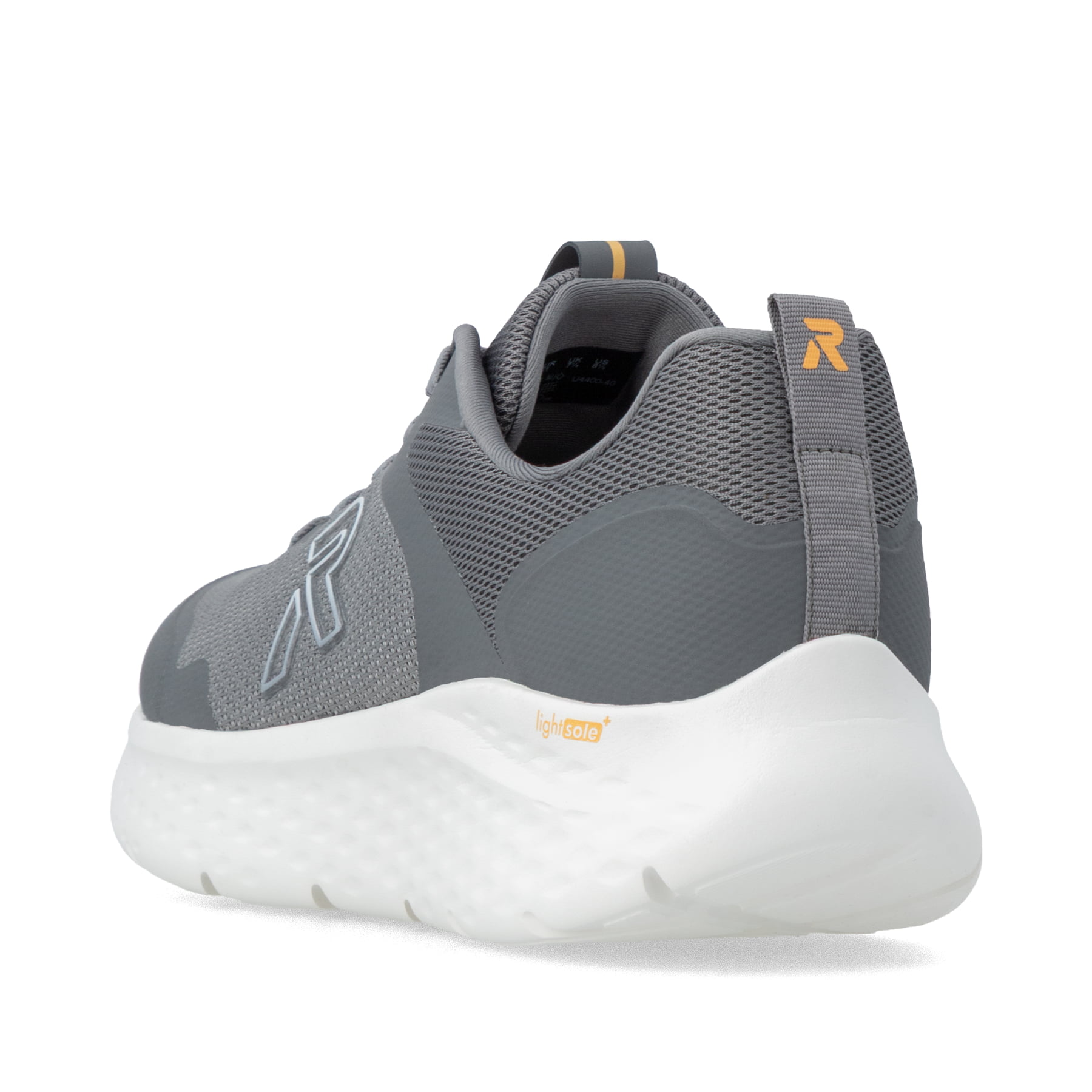 Graue Rieker Sport Herren Sneaker Low U4400-40. Schuh von hinten.