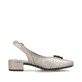Silberne Rieker Slingpumps 47064-90 mit Schnalle sowie einer leichten Sohle. Schuh Innenseite.
