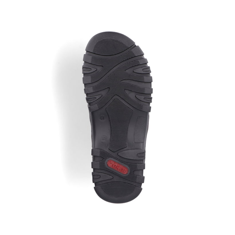 Schwarze Rieker Herren Trekkingsandalen 25053-00 mit einem Klettverschluss. Schuh Laufsohle.