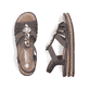 Graue Rieker Keilsandaletten 62949-45 mit Schmuckelementen sowie einem Gummizug. Schuh von oben, liegend.