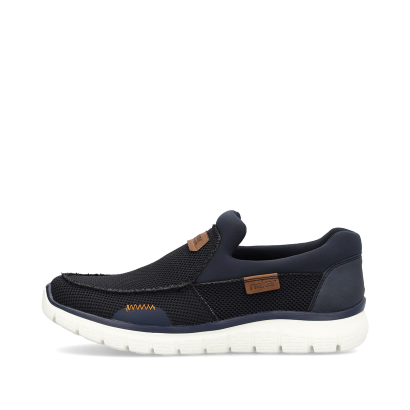 Blaue Rieker Herren Slipper B6651-14 mit flexibler und ultra leichter Sohle. Schuh Außenseite.