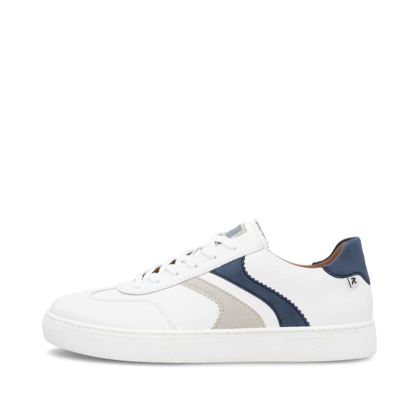 Weiße Rieker Herren Sneaker Low U0708-80 mit einer Schnürung. Schuh Außenseite.