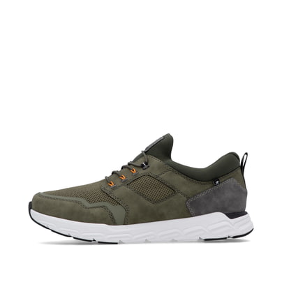 Grüne Rieker Herren Sneaker Low 09102-54 mit Gummizug sowie super leichter Sohle. Schuh Außenseite.