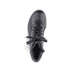 
Tiefschwarze Rieker Damen Biker Boots 71208-00 mit Schnürung und Reißverschluss. Schuh von oben