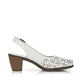 Weiße Rieker Pumps 40981-80 in Löcheroptik mit einer Schnalle. Schuh Innenseite.