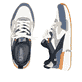 Blaue Rieker Herren Slipper U1403-14 mit Gummizug sowie einer flexiblen Sohle. Schuh von oben, liegend.