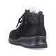 
Tiefschwarze Rieker Damen Schnürschuhe L7701-00 mit Schnürung und Reißverschluss. Schuh von hinten