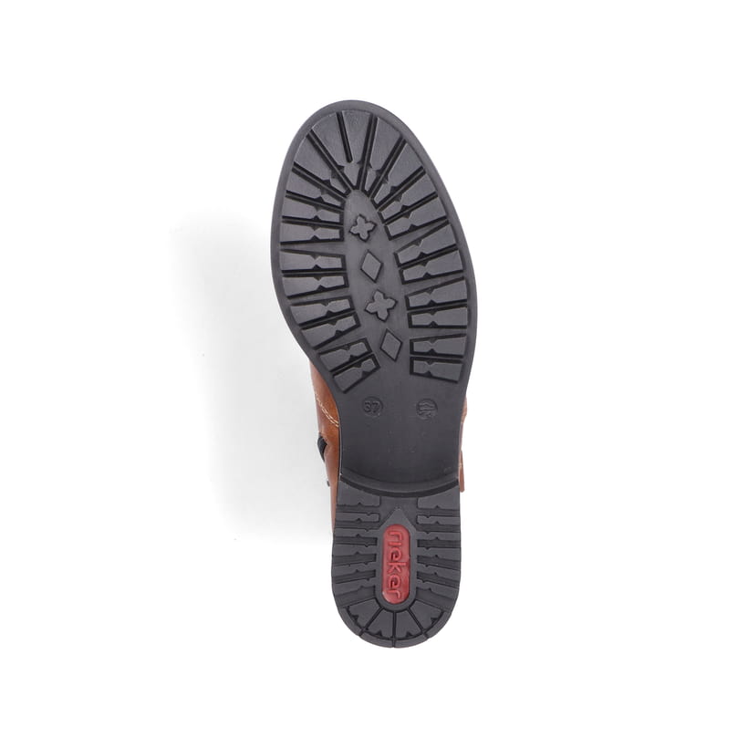 Zimtfarbene Rieker Damen Kurzstiefel Z6871-24 mit einem Reißverschluss. Schuh Laufsohle.
