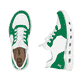 Grüne vegane Rieker Damen Sneaker Low M6068-52 mit einem Gummizug. Schuh von oben, liegend.