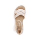 Beige Rieker Keilsandaletten V3673-60 mit Klettverschluss sowie leichter Sohle. Schuh von oben.