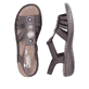 Graue Rieker Damen Riemchensandalen 608G9-47 mit einem Elastikeinsatz. Schuh von oben, liegend.