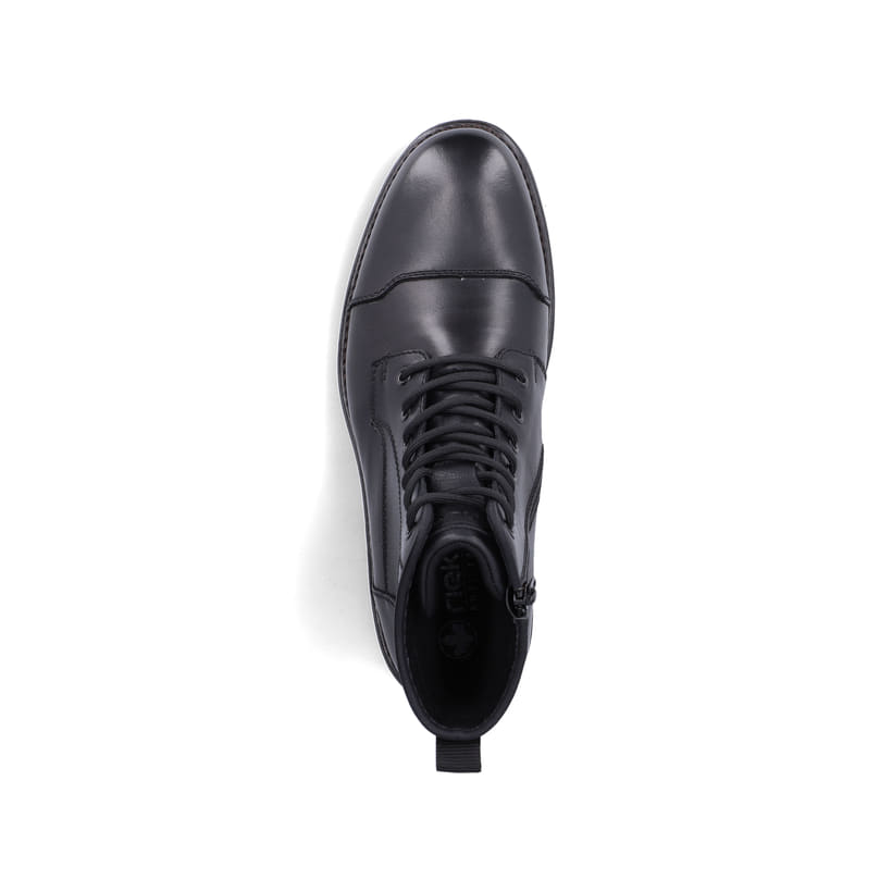Schwarze Rieker Herren Schnürstiefel 33440-00 aus Glattleder. Schuh von oben.