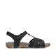 Schwarze Rieker Damen Riemchensandalen 61461-00 mit einem Klettverschluss. Schuh Innenseite.
