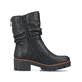 Nachtschwarze Rieker Damen Kurzstiefel 79260-00 mit einer Profilsohle mit Blockabsatz. Schuh Innenseite