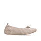 Rosane vegane Rieker Ballerinas 45250-31, Barfußschuhe mit dekorativer Schleife. Schuh Innenseite.