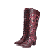 Bordeauxfarbene Rieker Damen Schnürstiefel 96040-90 mit floralem Aufdruck. Schuhpaar seitlich schräg.