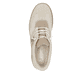 Beige Rieker Damen Slipper M5551-62 mit Gummizug sowie abriebfester Plateausohle. Schuh von oben.