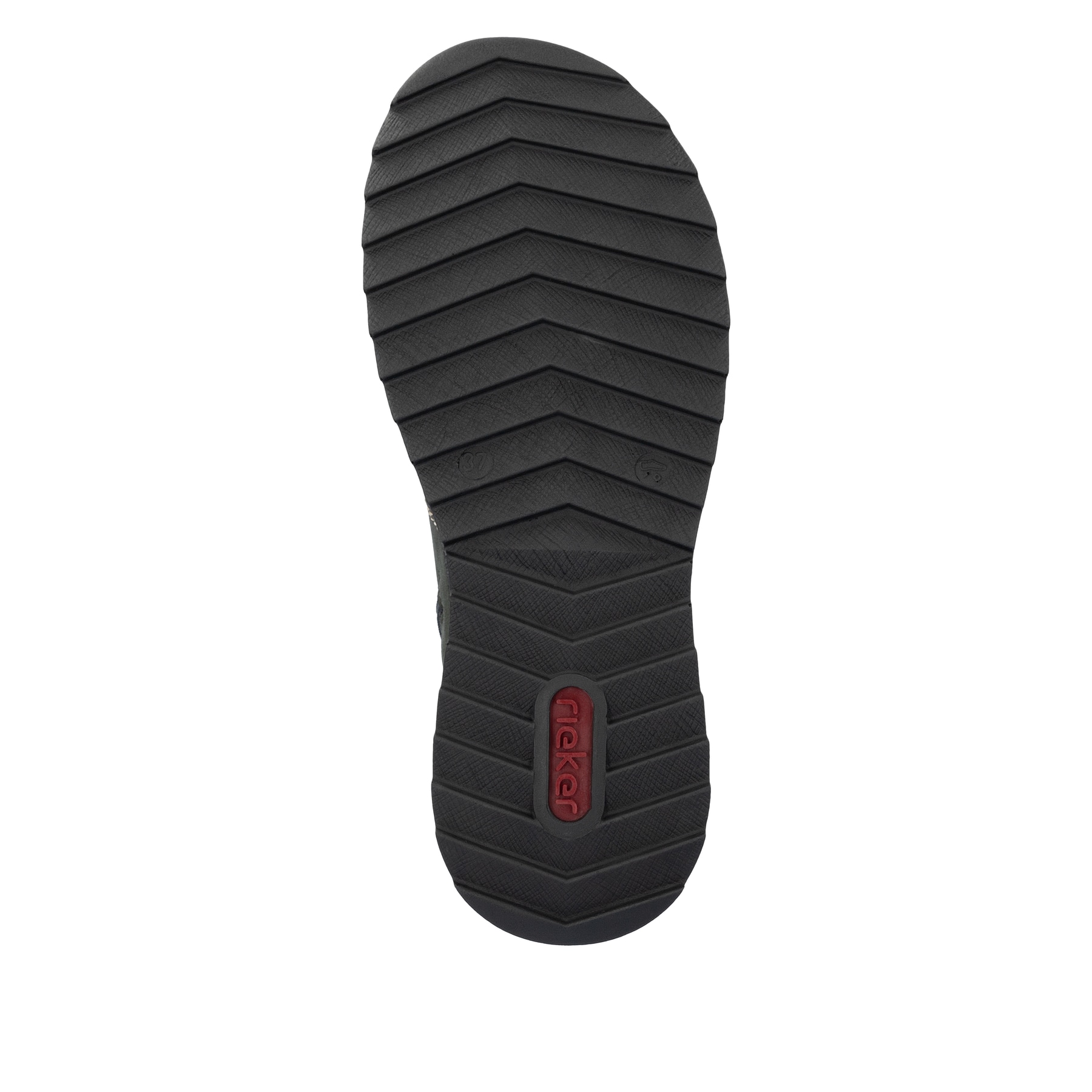 Dunkelgrüne Rieker Damen Schnürstiefel 51545-54 mit einem Reißverschluss. Schuh Laufsohle.