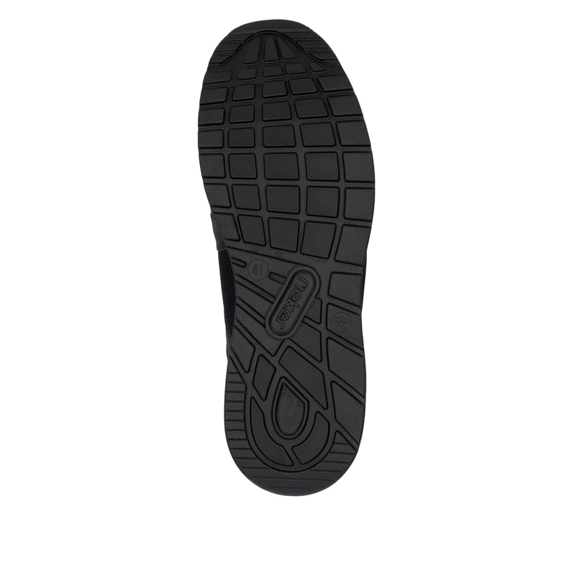 Schwarze Rieker Herren Slipper B1053-00 mit Rieker Air Sohlenfenster. Schuh Laufsohle.