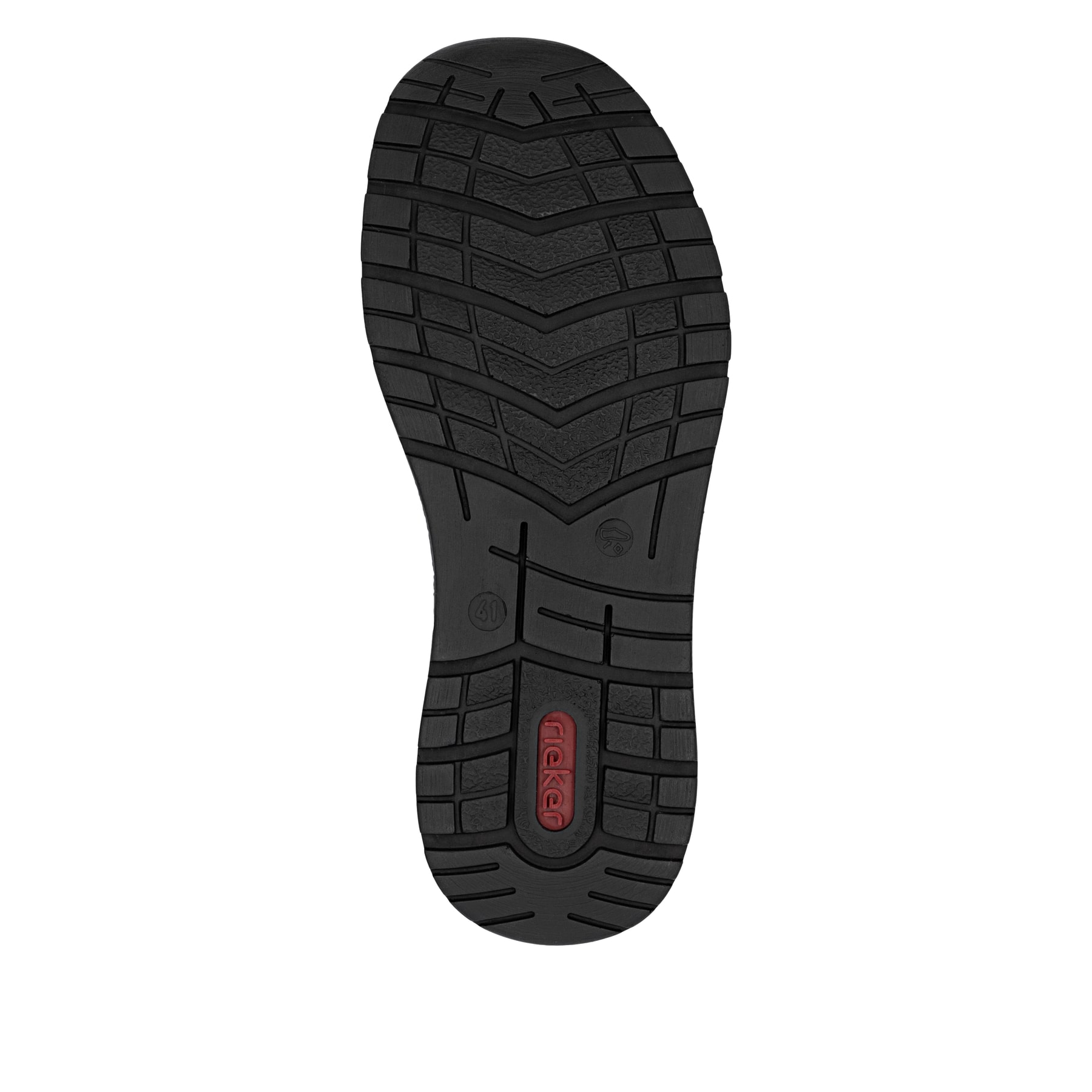 Mocassins Rieker noirs pour homme B9057-00 avec bande élastique. Semelle extérieure de la chaussure.