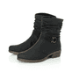 Tiefschwarze Rieker Damen Stiefeletten Y08R1-00 mit einem Reißverschluss. Schuhpaar seitlich schräg.