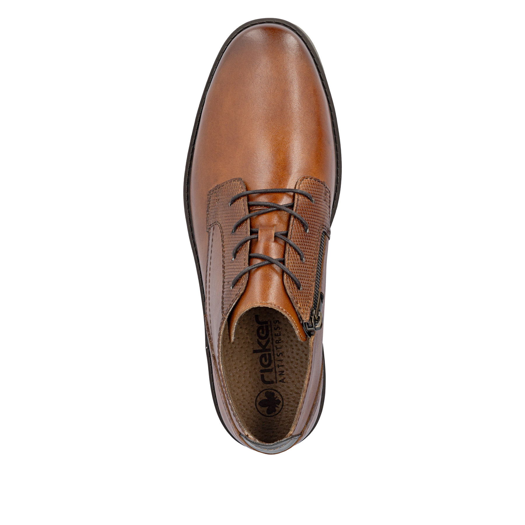 Braune Rieker Herren Schnürstiefel 13902-24 aus Glattleder. Schuh von oben.
