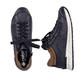 Dunkelblaue Rieker Damen Sneaker Low N1400-14 mit gepolstertem Schaftrand. Schuh von oben, liegend.