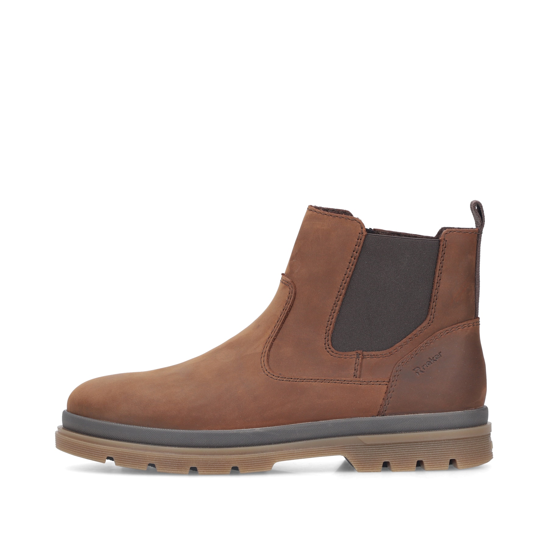Chelsea Boots Rieker marron pour homme F7051-23 en cuir lisse. Côté extérieur de la chaussure.