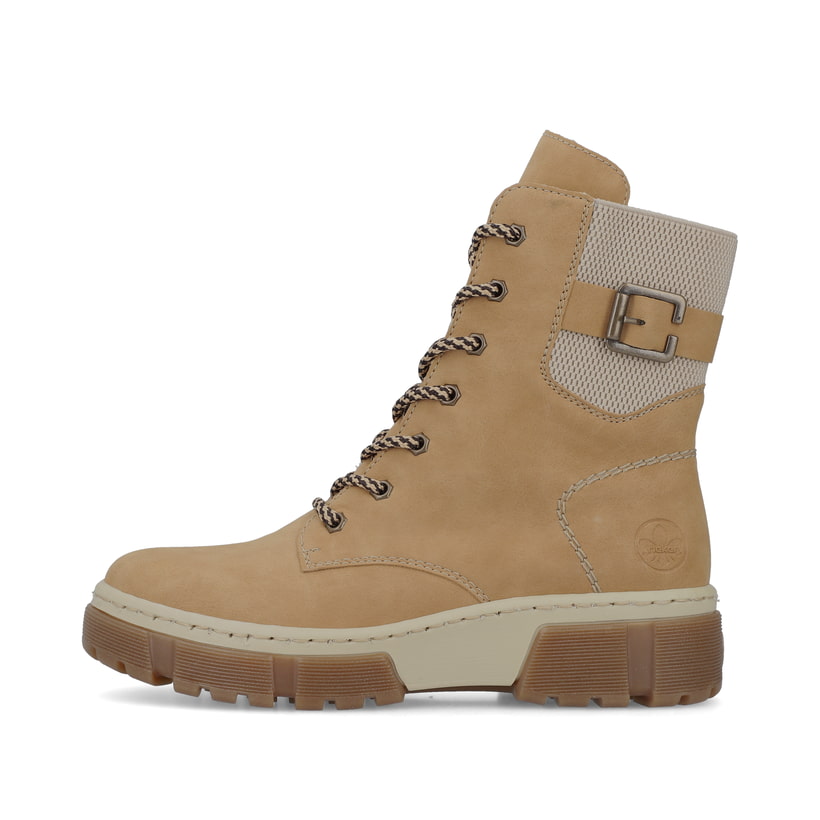 
Kamelbraune Rieker Damen Schnürstiefel X8621-20 mit Schnürung und Reißverschluss. Schuh Außenseite