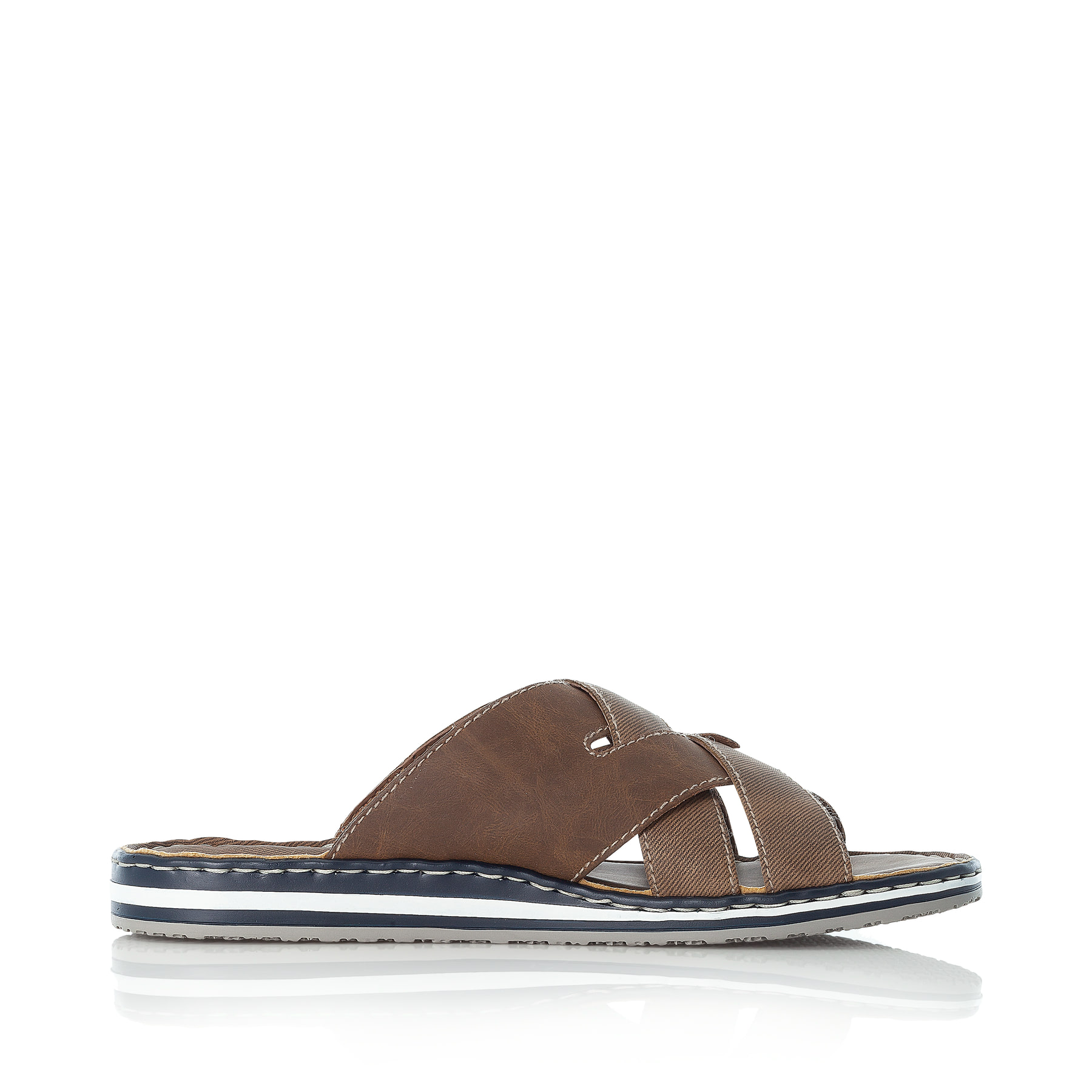 Braune Rieker Herren Pantoletten 21599-24 mit der Komfortweite G. Schuh Innenseite.
