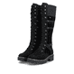 Schwarze Rieker Damen Hochschaftstiefel Y8101-00 aus Rauleder. Schuhpaar seitlich schräg.