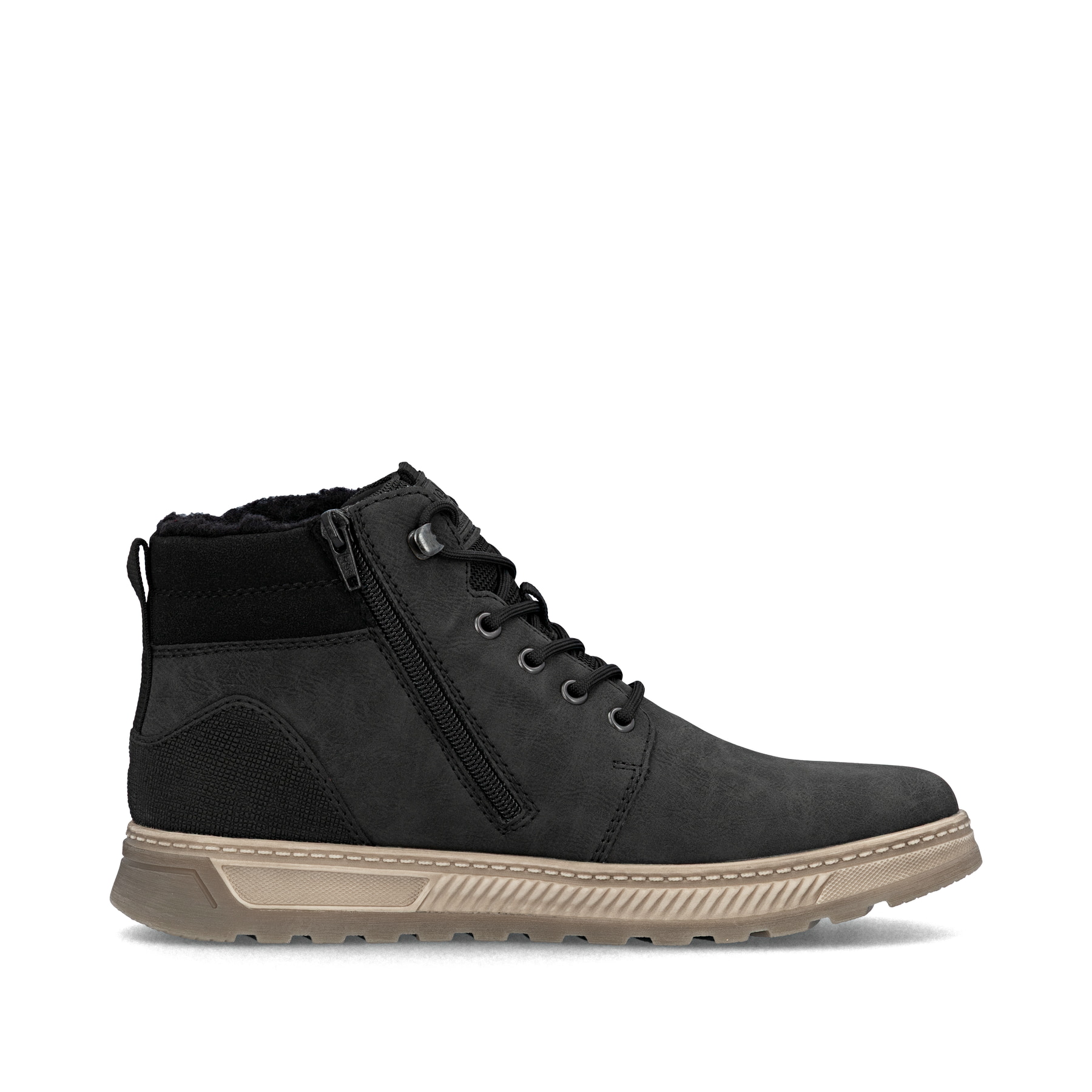 Schwarze Rieker Herren Schnürstiefel 37005-00 mit wasserabweisender TEX-Membran. Schuh Innenseite.