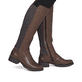 Dunkelbraune Rieker Damen Hochschaftstiefel Z9591-29 aus Glattleder. Schuh am Fuß.