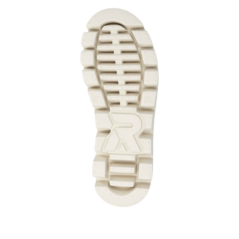 Beige Rieker Damen Kurzstiefel W2070-62 aus Glattleder mit einem Reißverschluss. Schuh Laufsohle.