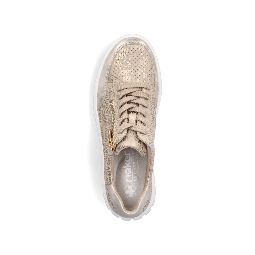 Beige Rieker Damen Schnürschuhe N1316-90 mit Reißverschluss sowie Extraweite H. Schuh von oben.