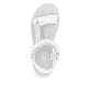 Weiße Rieker Damen Riemchensandalen W3051-80 mit einem Klettverschluss. Schuh von oben.