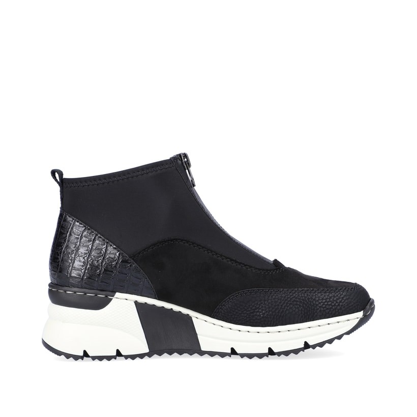 Schwarze Rieker Damen Sneaker High N6352-00 mit dämpfender und leichter Sohle. Schuh Innenseite.