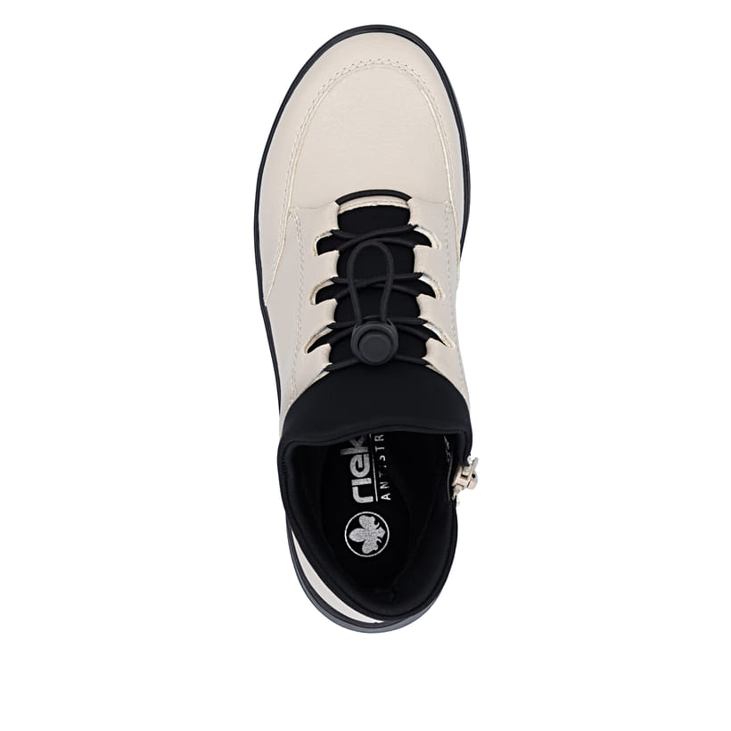 Bottines Rieker beiges pour femmes Z0065-60 avec fermeture éclair. Chaussure vue de dessus.