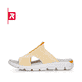 Grüne Rieker Damen Pantoletten V8403-53 mit flexibler und super leichter Sohle. Schuh Außenseite gespiegelt.
