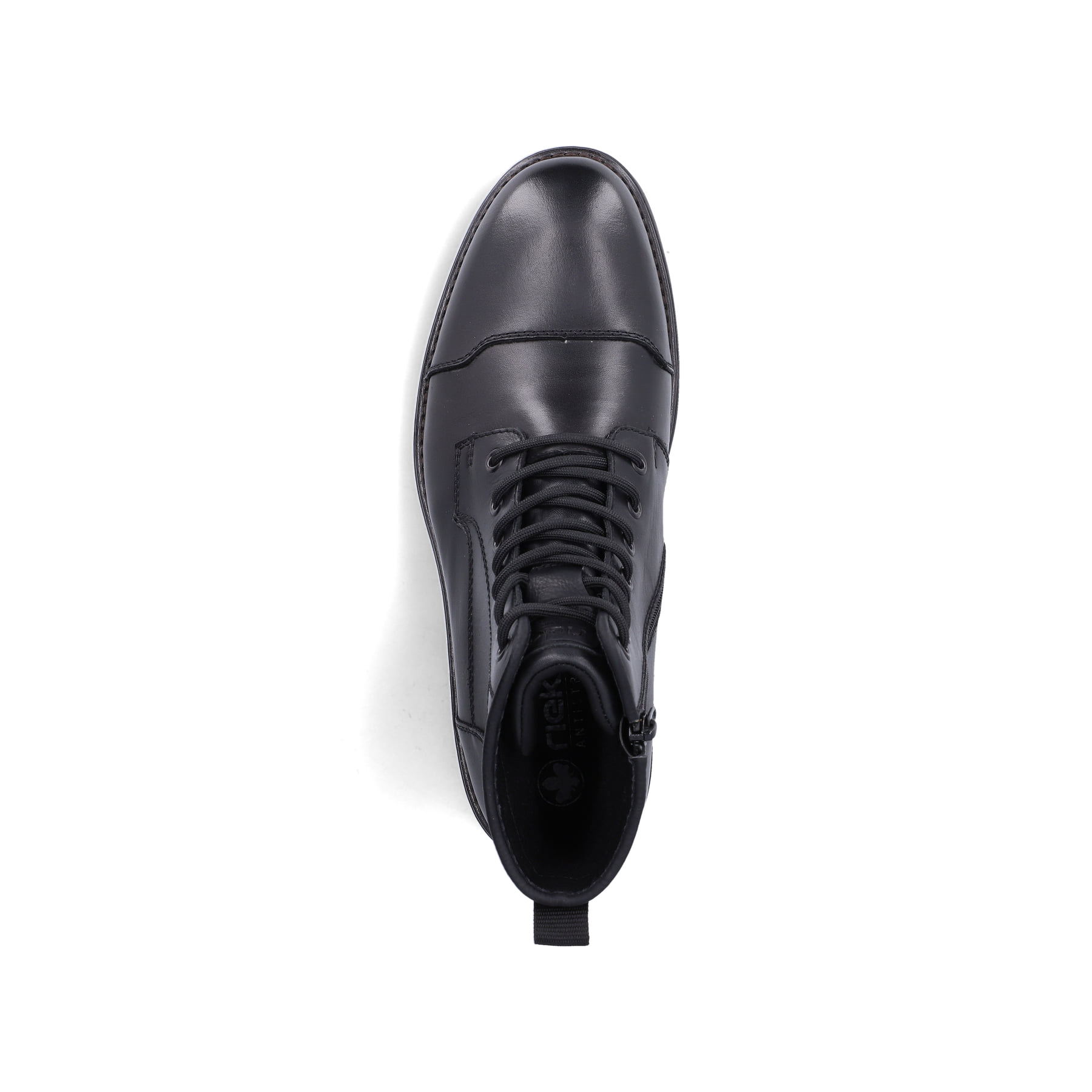 Schwarze Rieker Herren Schnürstiefel 33440-00 aus Glattleder. Schuh von oben.