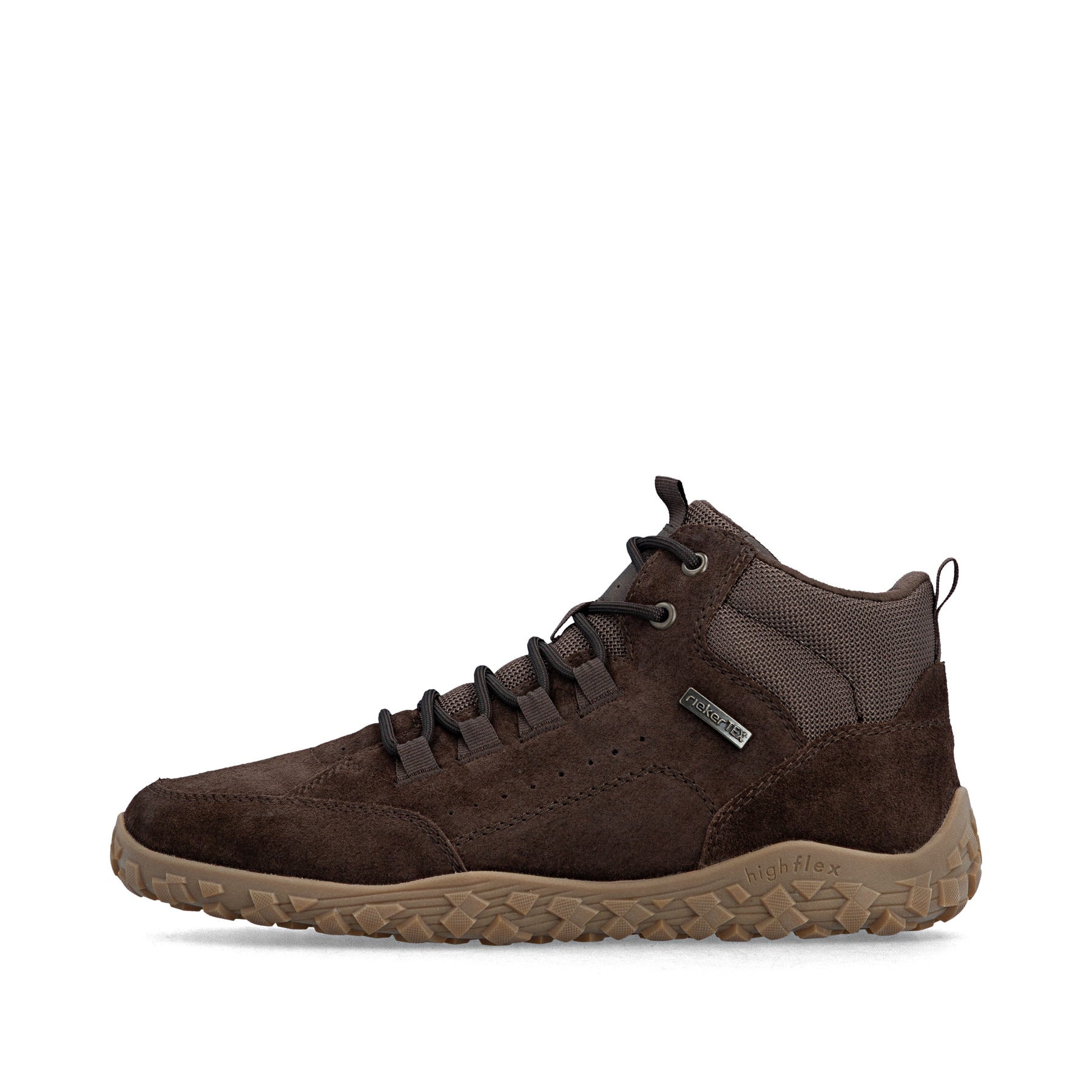 Dunkelbraune Rieker Herren Schnürstiefel 08102-25 aus Rauleder. Schuh Außenseite.