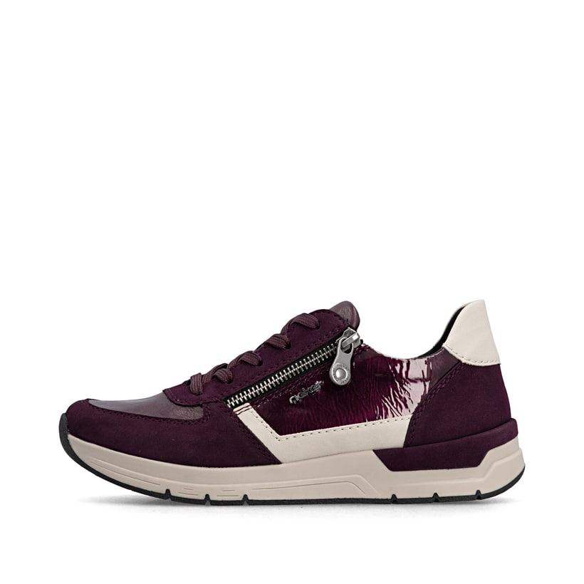 Brombeer-beige Rieker Damen Sneaker Low 58902-35 mit einem Reißverschluss. Schuh Außenseite.