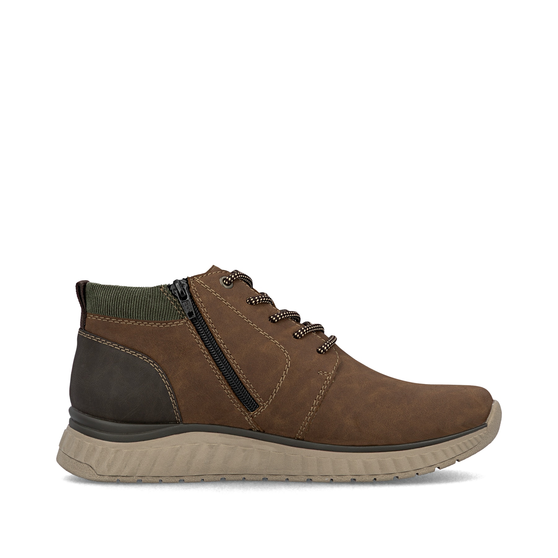 Kaffeebraune Rieker Herren Schnürstiefel B0603-24 mit einer sehr leichten Sohle. Schuh Innenseite