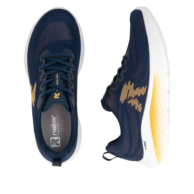 Blaue Rieker Sport Herren Sneaker Low U4401-14. Schuh von oben, liegend.