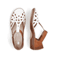 Weiße Rieker Damen Riemchensandalen M1678-80, Barfußschuhe mit Klettverschluss. Schuh von oben, liegend.