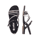 Schwarze vegane Rieker Damen Riemchensandalen 65262-00 mit einer Schnalle. Schuh von oben, liegend.