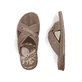 Beige Rieker Herren Pantoletten 21239-64 mit Komfortweite G sowie leichter Sohle. Schuh von oben, liegend.